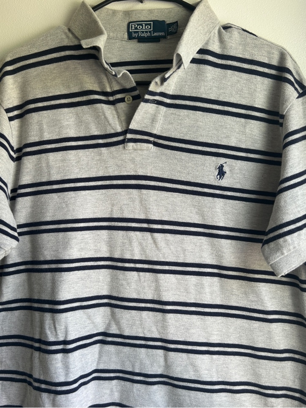 Polo by Ralph Lauren Men’s size XL Gray and Navy Striped Polo